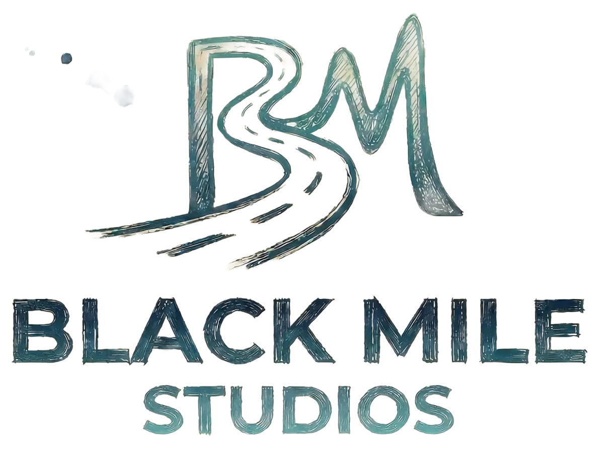Black Mile Studios logo: a BM monogram drawn as a winding road